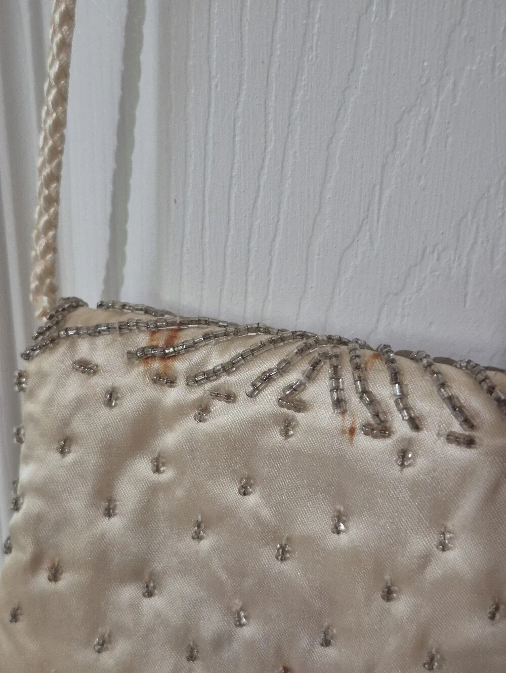 Vintage beaded satin evening bag